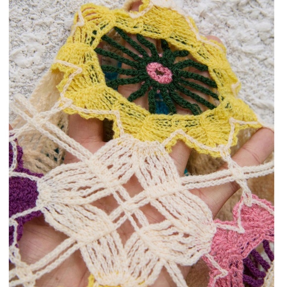 Plus Colorful Floral Crochet Semi Sheer Tank top - Picture 5 of 6